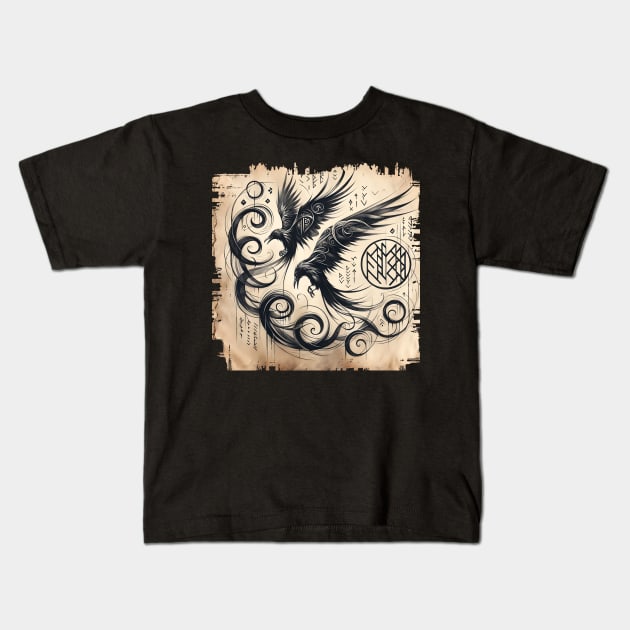 Huginn and Muninn Kids T-Shirt by OddHouse